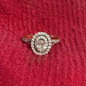 Dazzling Gold and Silver Halo Diamond Ring